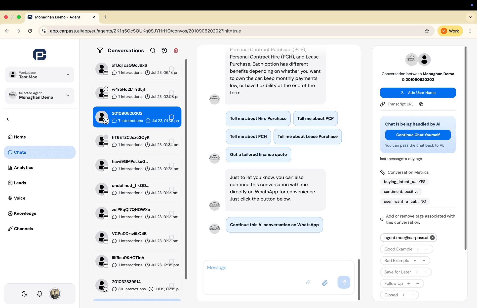 Real-time chat monitoring dashboard