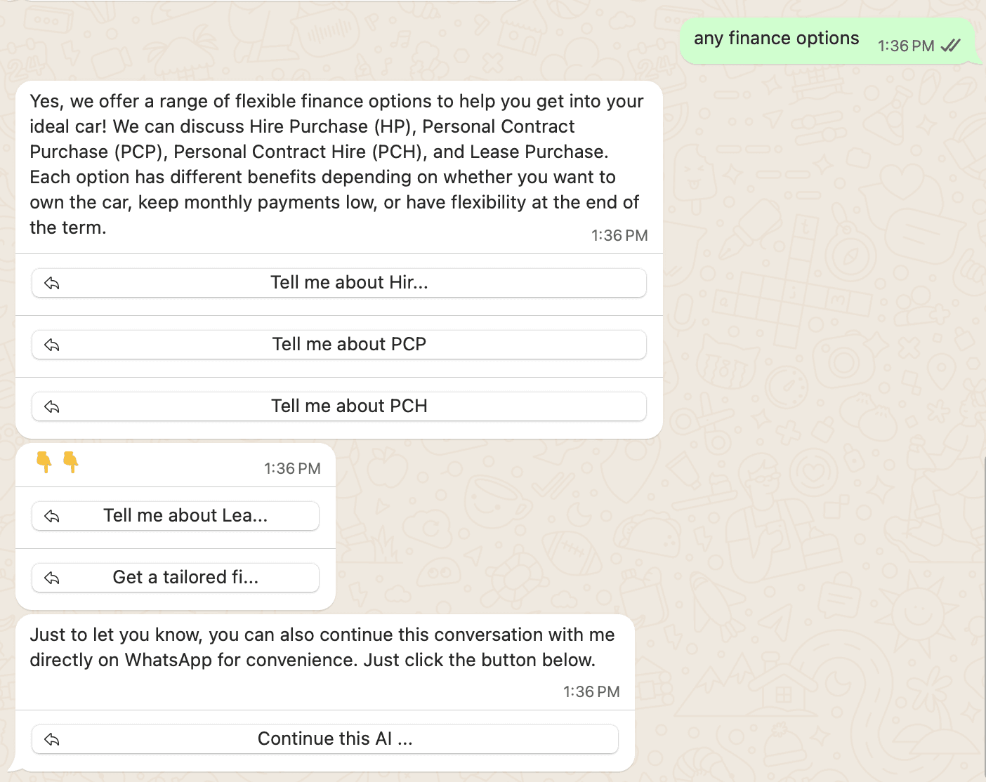 WhatsApp conversation example 1