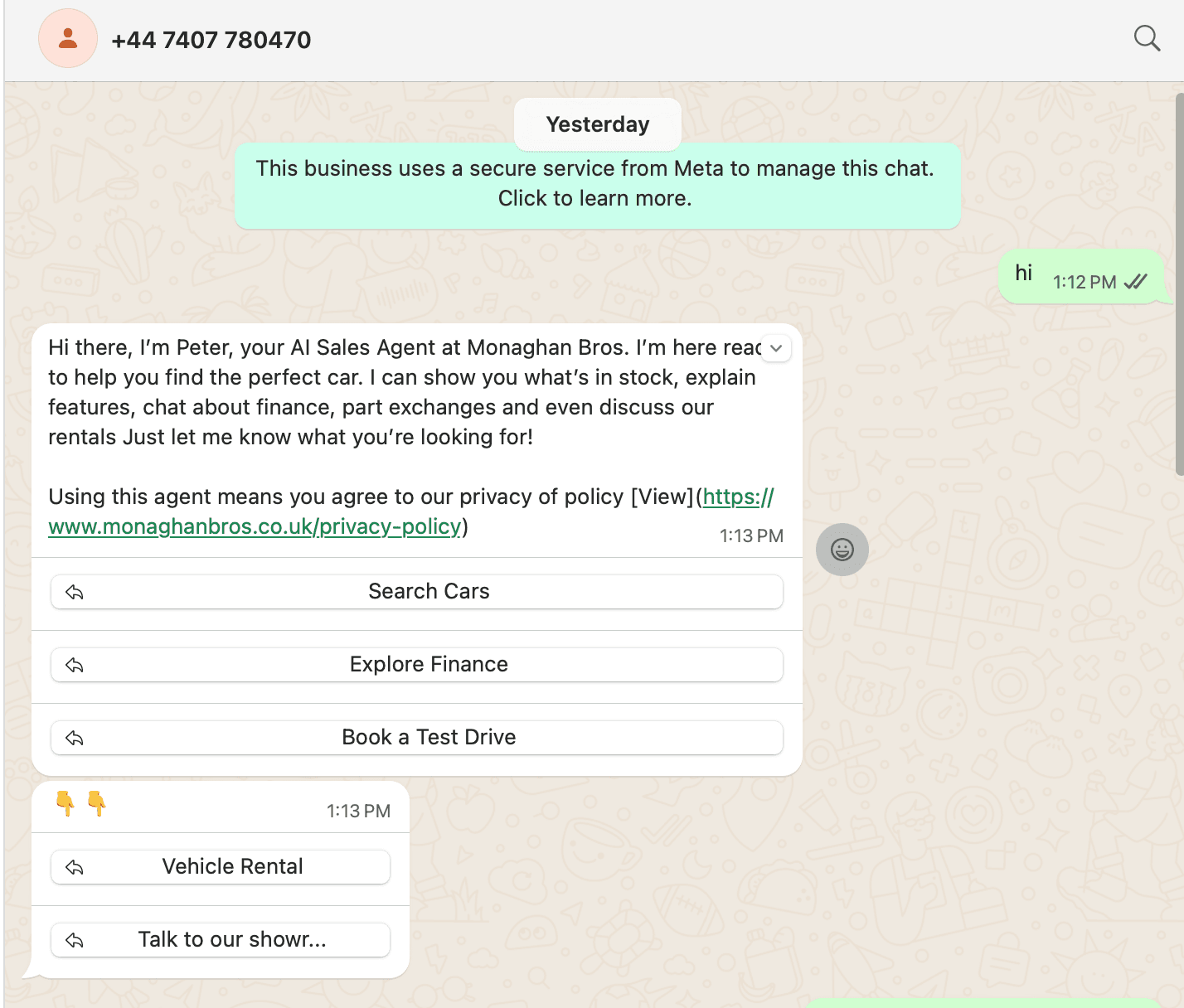 WhatsApp conversation example 3